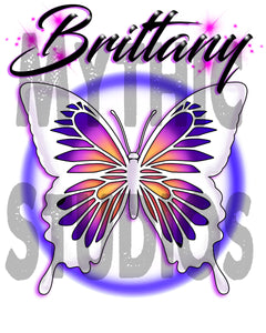 I012 Personalized Airbrush Butterfly Tee Shirt Design Yours
