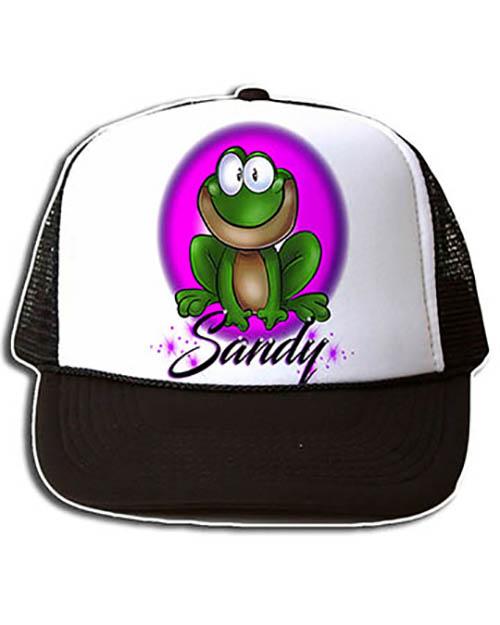 I015 Personalized Airbrush Frog Snapback Trucker Hat Design Yours