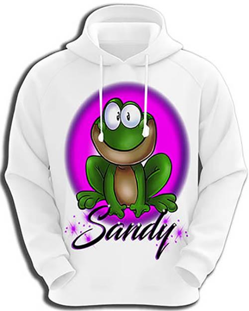 I015 Personalized Airbrush Frog Hoodie Sweatshirt Design Yours