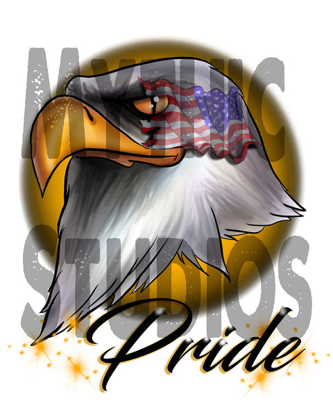 I013 Personalized Airbrush American Flag Bald Eagle License Plate Tag Design Yours