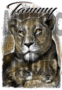 I014 Personalized Airbrush Tiger and Cubs Hoodie Sweatshirt Design Yours
