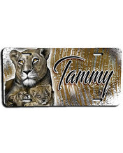 I014 Personalized Airbrush Tiger And Cubs License Plate Tag Design Yours