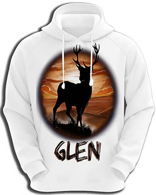I019 Personalized Airbrush Deer Hunting Hoodie Sweatshirt Design Yours