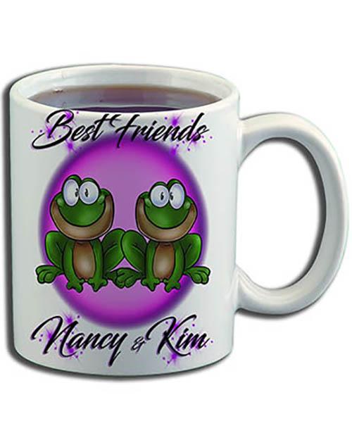 I022 Personalized Airbrush Best Friend Frogs Ceramic Coffee Mug Design Yours