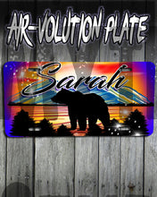 I020 Personalized Airbrush Bear License Plate Tag Design Yours