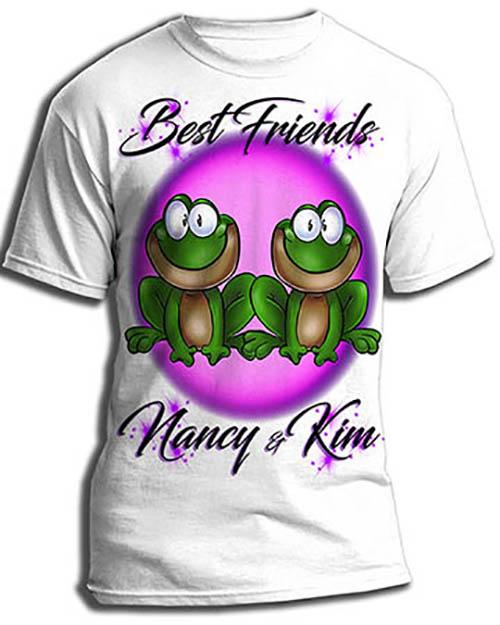 I022 Personalized Airbrush Best Friend Frogs Tee Shirt Design Yours