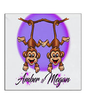 I023 Personalized Airbrush Best Friend Monkeys Ceramic Coaster Design Yours