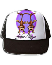 I023 Personalized Airbrush Best Friend Monkeys Snapback Trucker Hat Design Yours