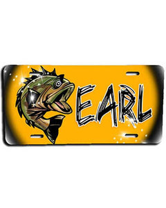I021 Personalized Airbrush Bass Fishing License Plate Tag Design Yours