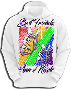 I024 Personalized Airbrush Best Friend Butterflies Hoodie Sweatshirt Design Yours