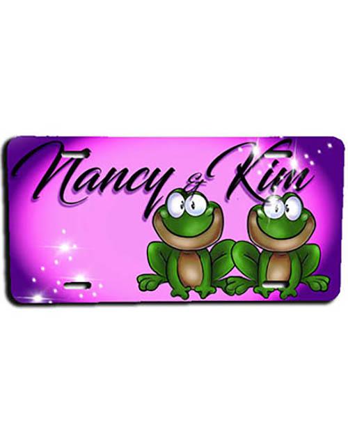 I022 Personalized Airbrush Best Friend Frogs License Plate Tag Design Yours
