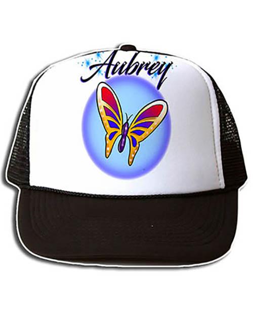 I026 Personalized Airbrush Butterfly Snapback Trucker Hat Design Yours