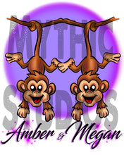 I023 Personalized Airbrush Best Friend Monkeys Tee Shirt Design Yours