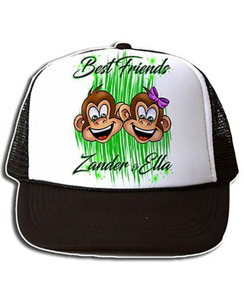 I027 Personalized Airbrush Monkeys Snapback Trucker Hat Design Yours