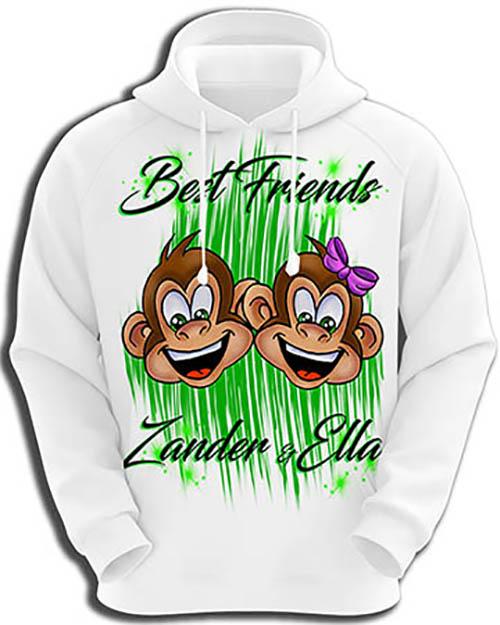 I027 Personalized Airbrush Monkeys Hoodie Sweatshirt Design Yours