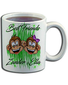 I027 Personalized Airbrush Monkeys Ceramic Coffee Mug Design Yours