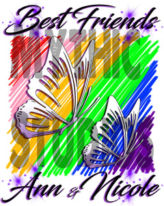 I024 Personalized Airbrush Best Friend Butterflies Ceramic Coaster Design Yours