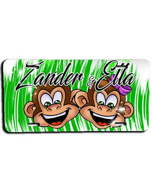 I027 Personalized Airbrush Monkeys License Plate Tag Design Yours