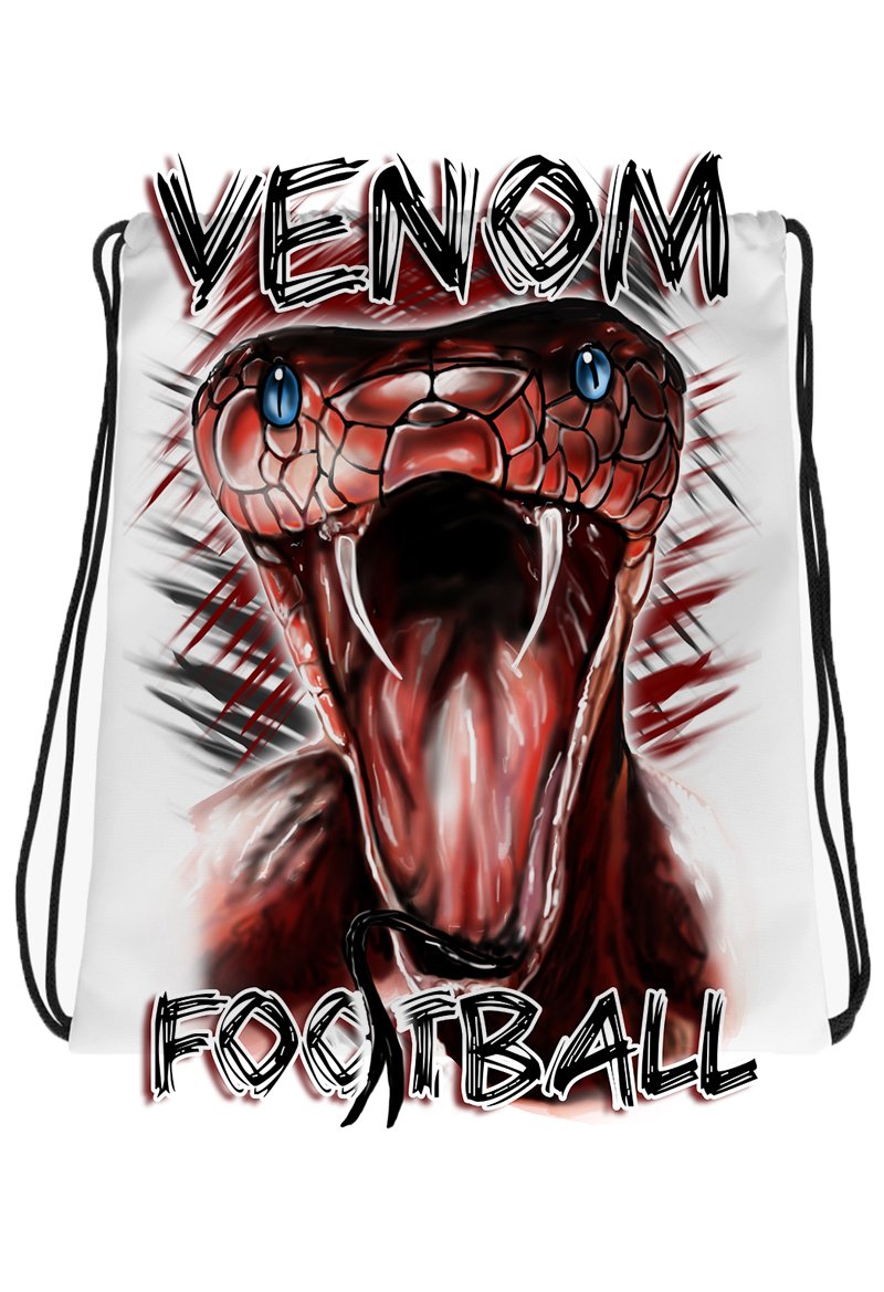 I028 Digitally Airbrush Painted Personalized Custom Snake Venom Drawstring Backpack