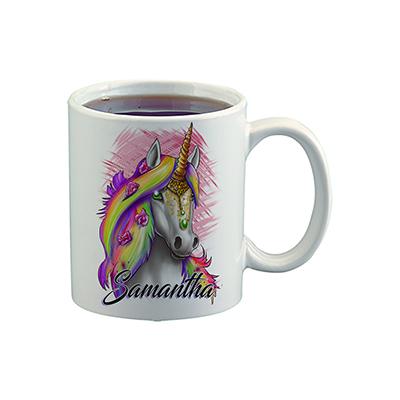 I032 Digitally Airbrush Painted Personalized Custom Unicorn Rainbow    Ceramic Coffee Mug