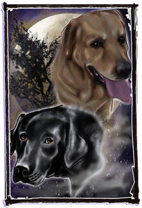 I034 Digitally Airbrush Painted Personalized Custom Labrador Dogs  Adult and Kids Hoodie Sweatshirt