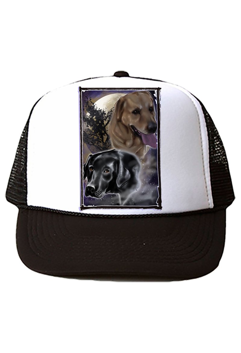 I034 Digitally Airbrush Painted Personalized Custom Labrador Dogs    Snapback Trucker Hats