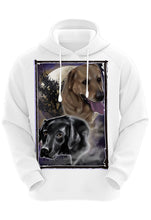 I034 Digitally Airbrush Painted Personalized Custom Labrador Dogs  Adult and Kids Hoodie Sweatshirt
