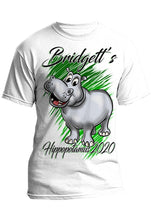 I037 Digitally Airbrush Painted Personalized Custom Hippo Cartoon  Adult and Kids T-Shirt