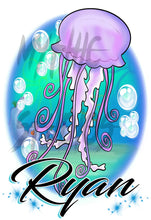 I038 Digitally Airbrush Painted Personalized Custom Jellyfish cartoon Drawstring Backpack
