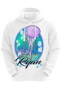 I038 Digitally Airbrush Painted Personalized Custom Jellyfish  Adult and Kids Hoodie Sweatshirt