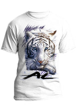 I039 Digitally Airbrush Painted Personalized Custom White Tiger Animals  Adult and Kids T-Shirt