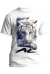 I039 Digitally Airbrush Painted Personalized Custom White Tiger Animals  Adult and Kids T-Shirt