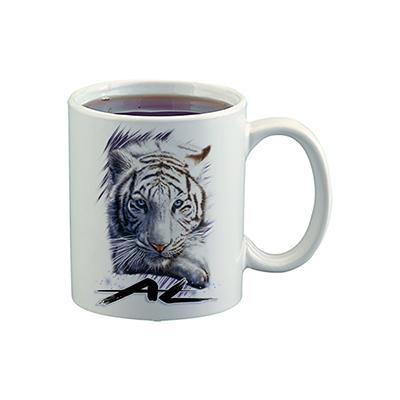 I039 Digitally Airbrush Painted Personalized Custom White Tiger Animals    Ceramic Coffee Mug