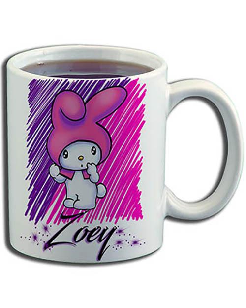 LB005 Personalized Airbrush Cartoon Rabbit Ceramic Coffee Mug Design Yours