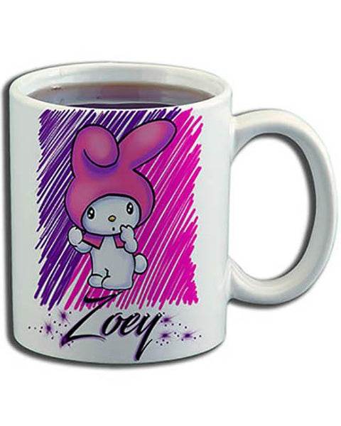 LB005 Personalized Airbrush Cartoon Rabbit Ceramic Coffee Mug Design Yours