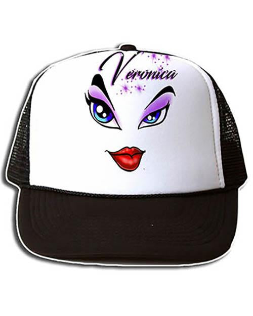 LB012 Personalized Airbrush Sexy Eyes and Lips Snapback Trucker Hat Design Yours