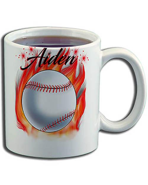 LG001 Custom Airbrush Personalized Baseball Ceramic Coffee Mug Design Yours