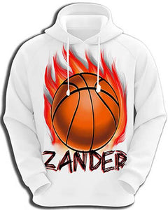 LG002 custom personalized airbrush Basketball Fire Hoodie Sweatshirt Design Yours