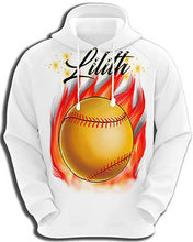 LG004 custom personalized airbrush Softball Fire bat Hoodie Sweatshirt Design Yours