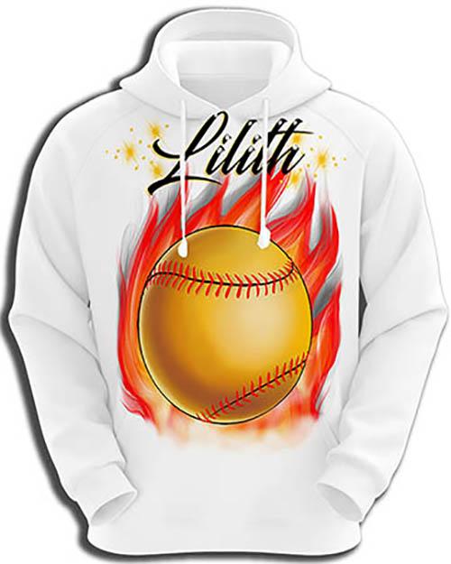 LG004 custom personalized airbrush Softball Fire bat Hoodie Sweatshirt Design Yours