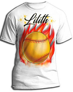 LG004 custom personalized airbrush Softball Fire bat Tee Shirt Design Yours