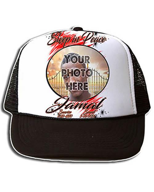 PT004 Personalized Airbrush Your Photo On a Snapback Trucker Hat Design Yours