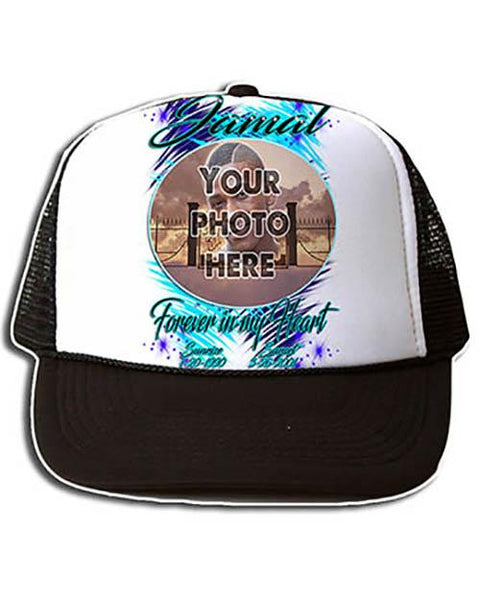 PT006 Personalized Airbrush Your Photo On a Snapback Trucker Hat Design Yours