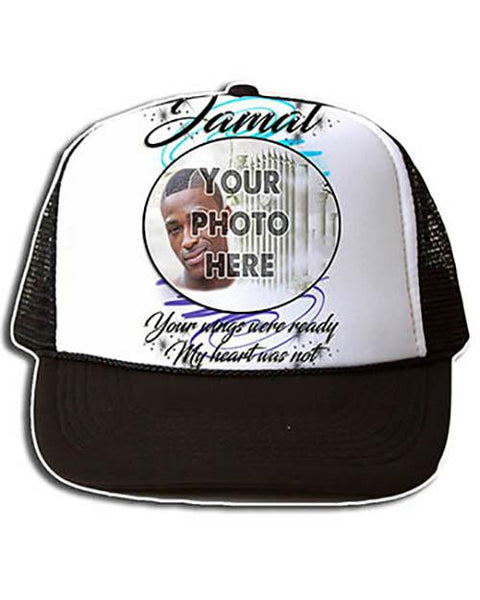 PT008 Personalized Airbrush Your Photo On a Snapback Trucker Hat Design Yours