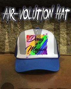A001 Personalized Airbrush Rainbow Name Design Snapback Trucker Hat Design Yours