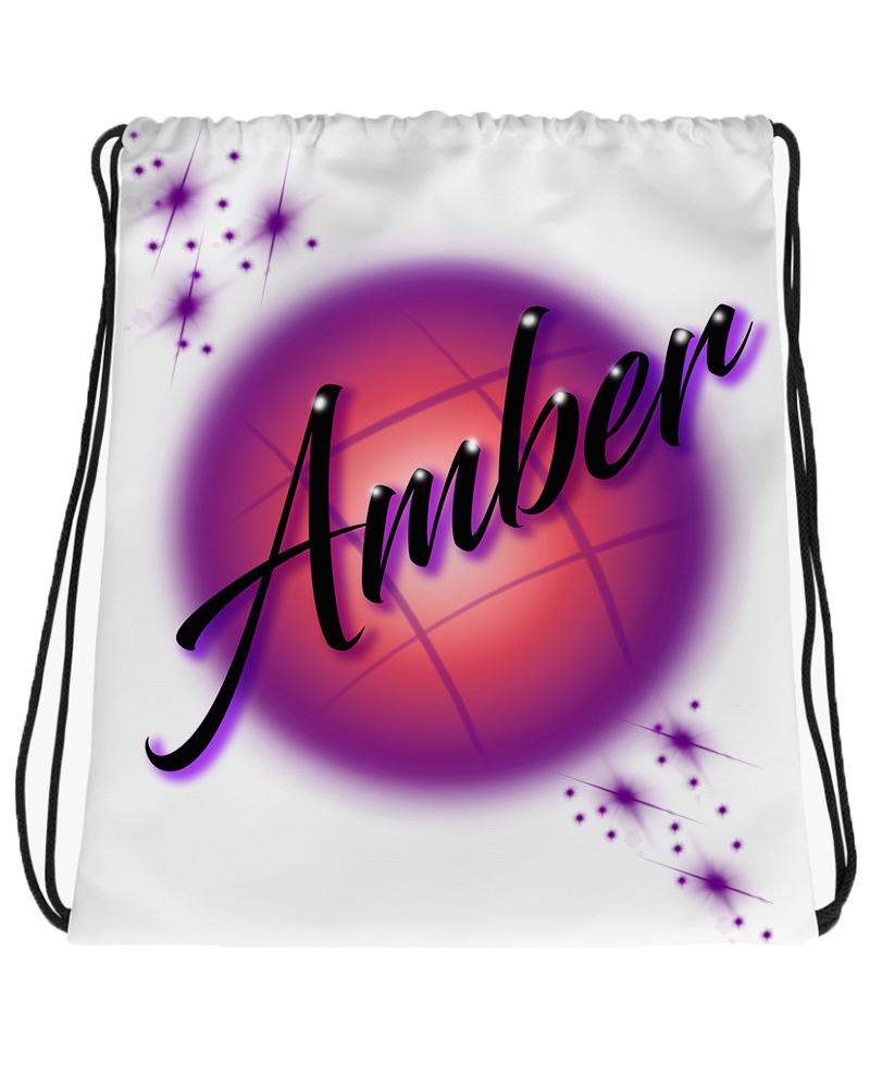 A004 Digitally Airbrush Painted Personalized Custom Name Writing Color Party Design Gift   Drawstring Backpack