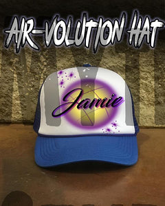 A006 Personalized Airbrush Name Design Snapback Trucker Hat Design Yours