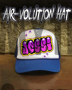 A009 Personalized Airbrush Name Design Snapback Trucker Hat Design Yours