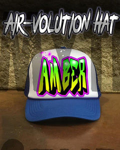A011 Personalized Airbrush Name Design Snapback Trucker Hat Design Yours