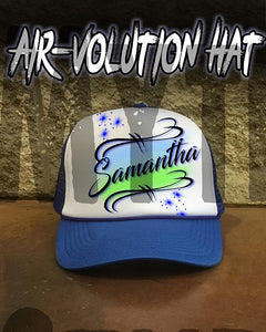 A015 Personalized Airbrush Name Design Snapback Trucker Hat Design Yours